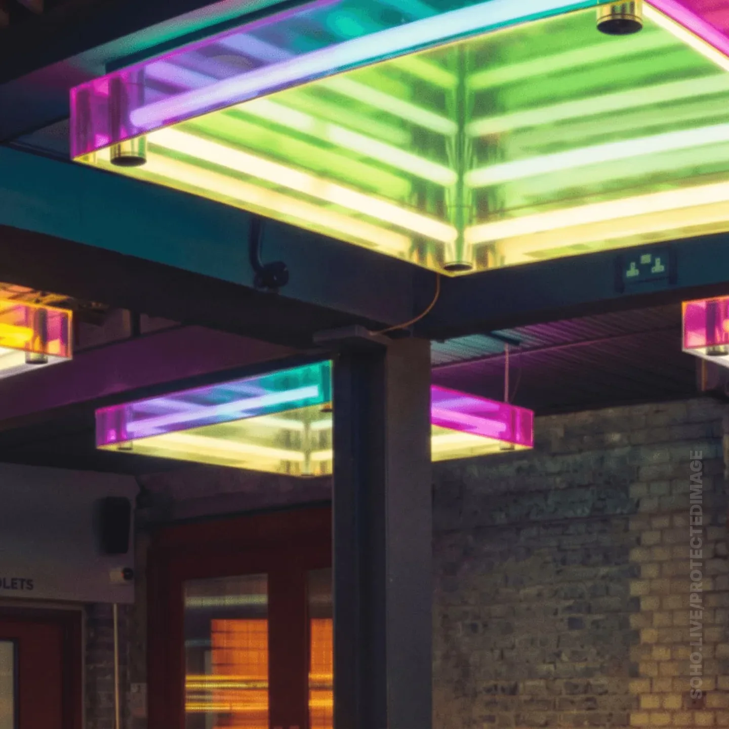 Neon Ceiling Lights Venue Interior Detail