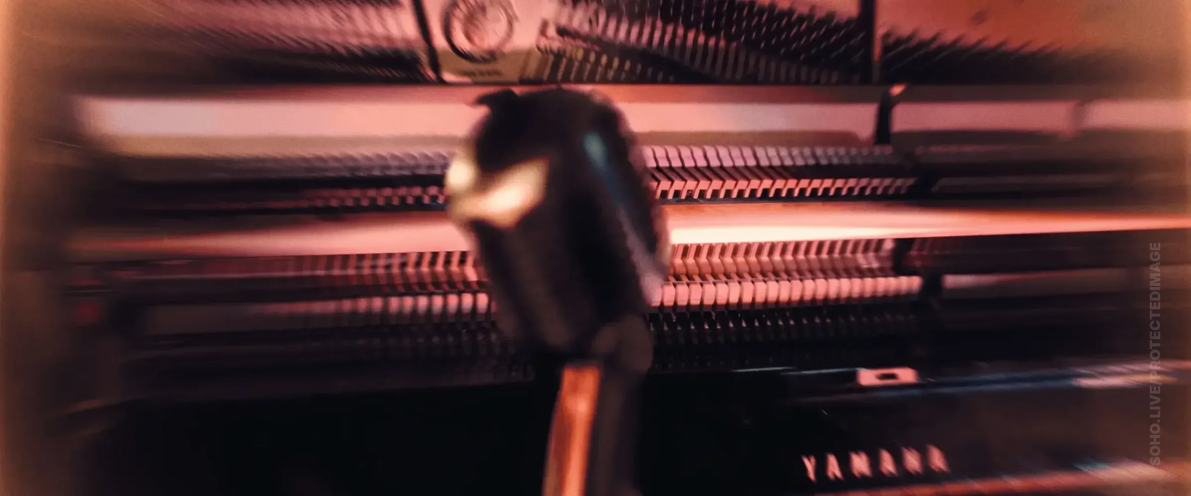 Yamaha Piano and Microphone Detail Shot