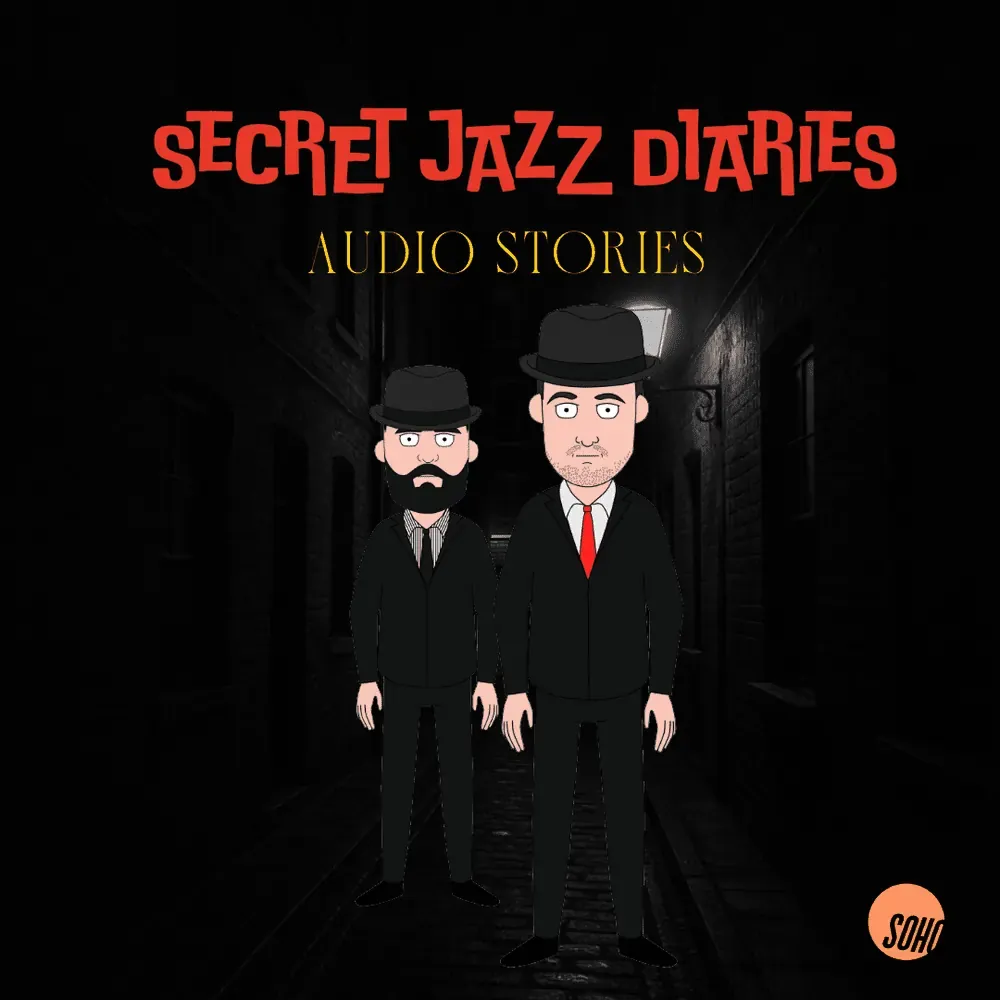 Secret Jazz Diaries artwork, a jazz comedy production by Nathan Britton and Andy Davies